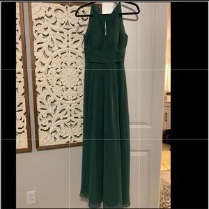 Azazie green long dress w/ keyhole detail